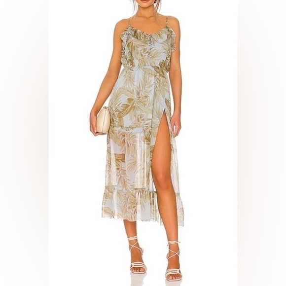 AMUSE Society Midsummer Floral Maxi Dress in Sea Wind | Size Large - Picture 2 of 16